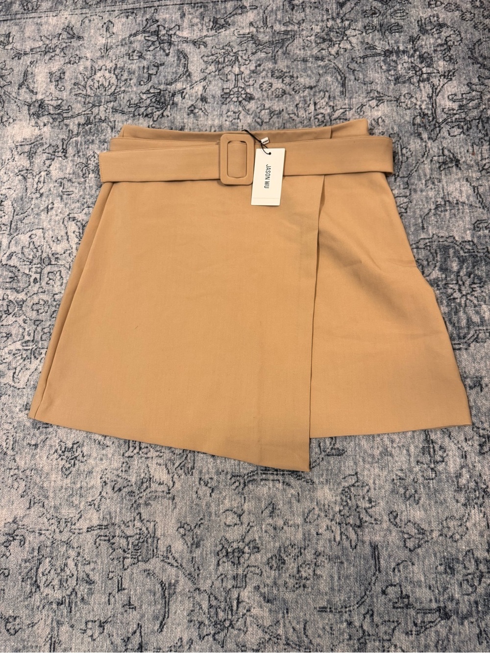 NWT Jason Wu Camel Wrap-Front Mini Skirt with Belt